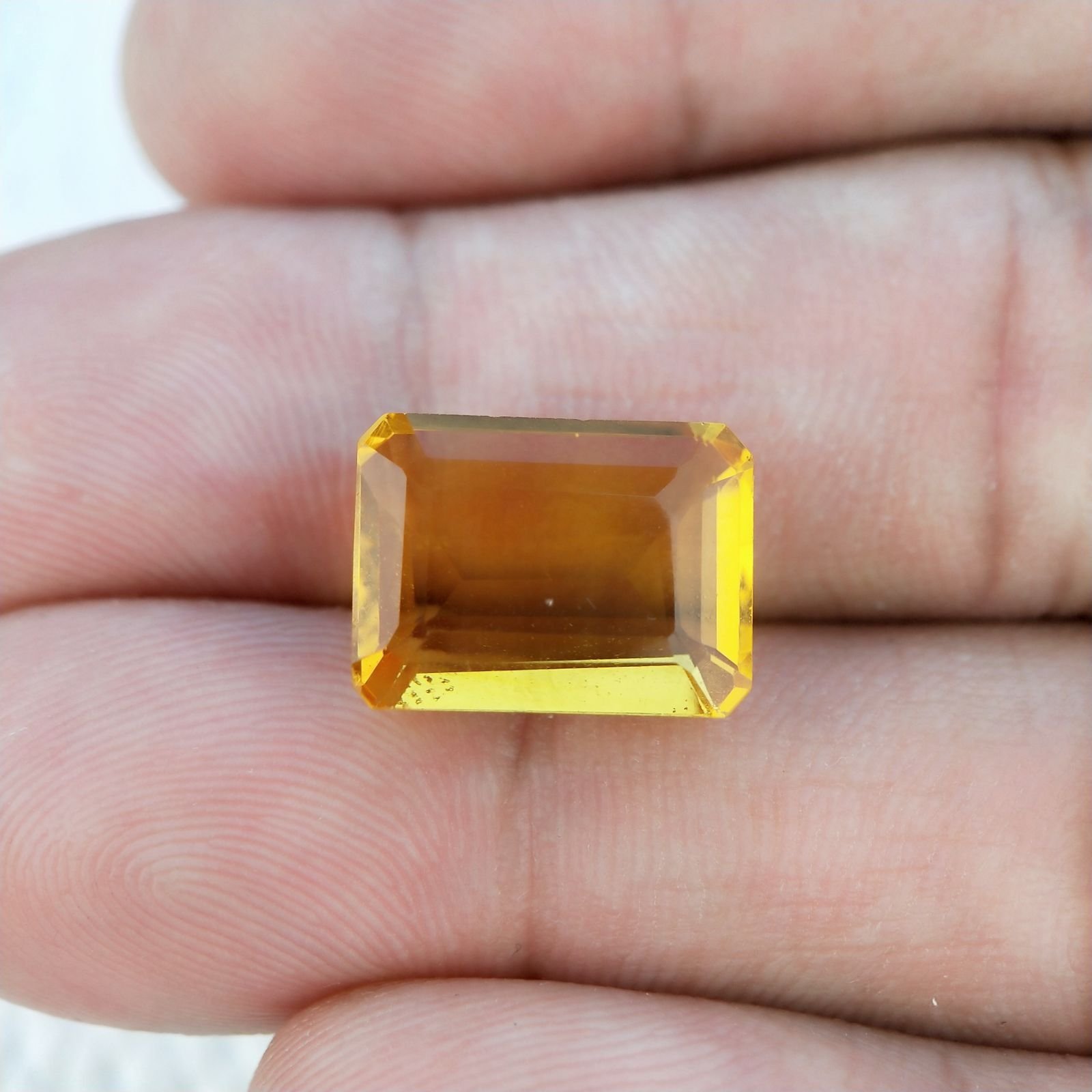 Quarzo Citrino Idrotermale Taglio Smeraldo Ottagono Sfaccettata a Mano Gemma Sciolta 14X10X6mm 8,50 Carati 1pz