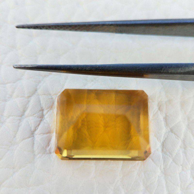 Quarzo Citrino Idrotermale Taglio Smeraldo Ottagono Sfaccettata a Mano Gemma Sciolta 14X10X6mm 8,50 Carati 1pz