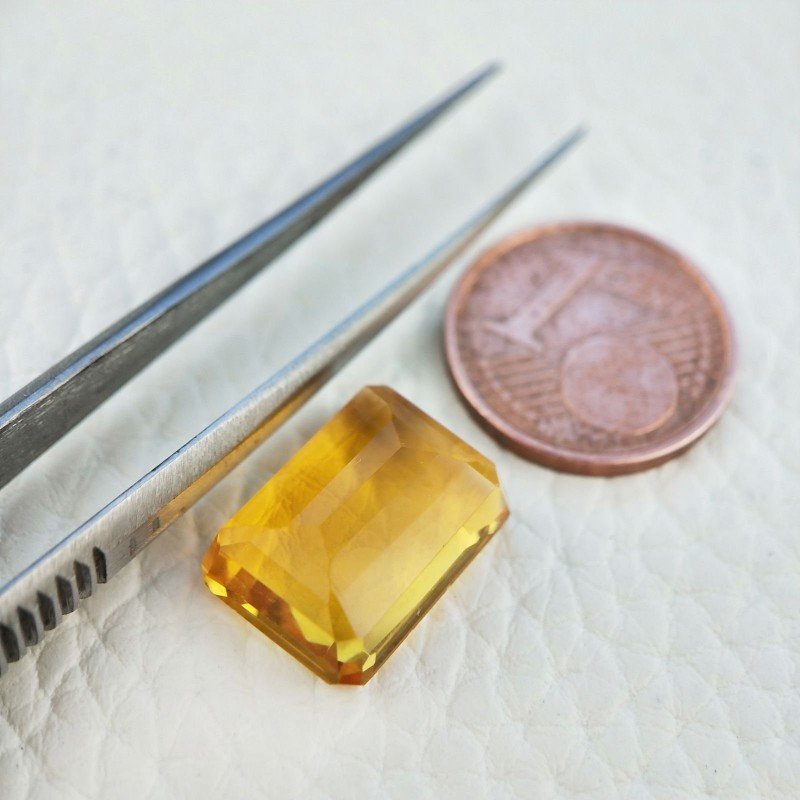 Quarzo Citrino Idrotermale Taglio Smeraldo Ottagono Sfaccettata a Mano Gemma Sciolta 14X10X6mm 8,50 Carati 1pz