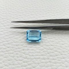 Acquamarina Idrotermale Taglio Taglio Smeraldo Ottagono Sfaccettata a Mano Gemma Sciolta 12X10X5-6mm 5,50 Carati 1pz