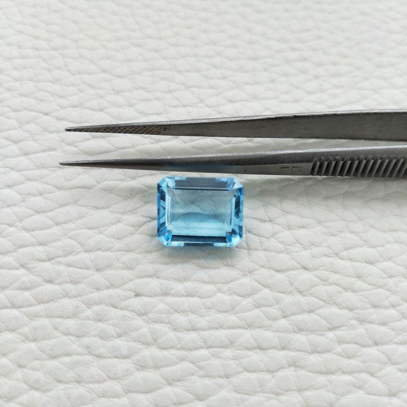 Acquamarina Idrotermale Taglio Taglio Smeraldo Ottagono Sfaccettata a Mano Gemma Sciolta 12X10X5-6mm 5,50 Carati 1pz