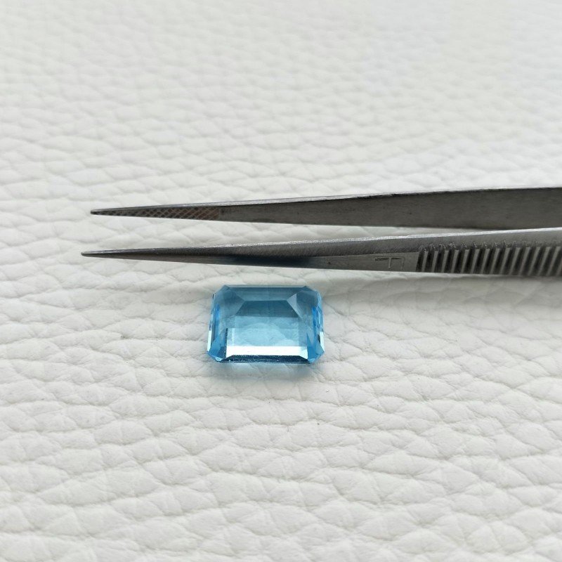 Acquamarina Idrotermale Taglio Taglio Smeraldo Ottagono Sfaccettata a Mano Gemma Sciolta 12X10X5-6mm 5,50 Carati 1pz