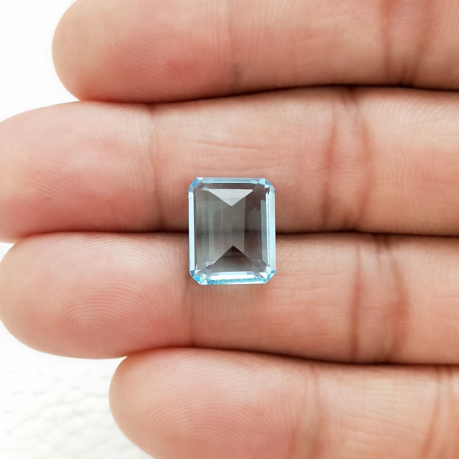 Acquamarina Idrotermale Taglio Taglio Smeraldo Ottagono Sfaccettata a Mano Gemma Sciolta 12X10X5-6mm 5,50 Carati 1pz