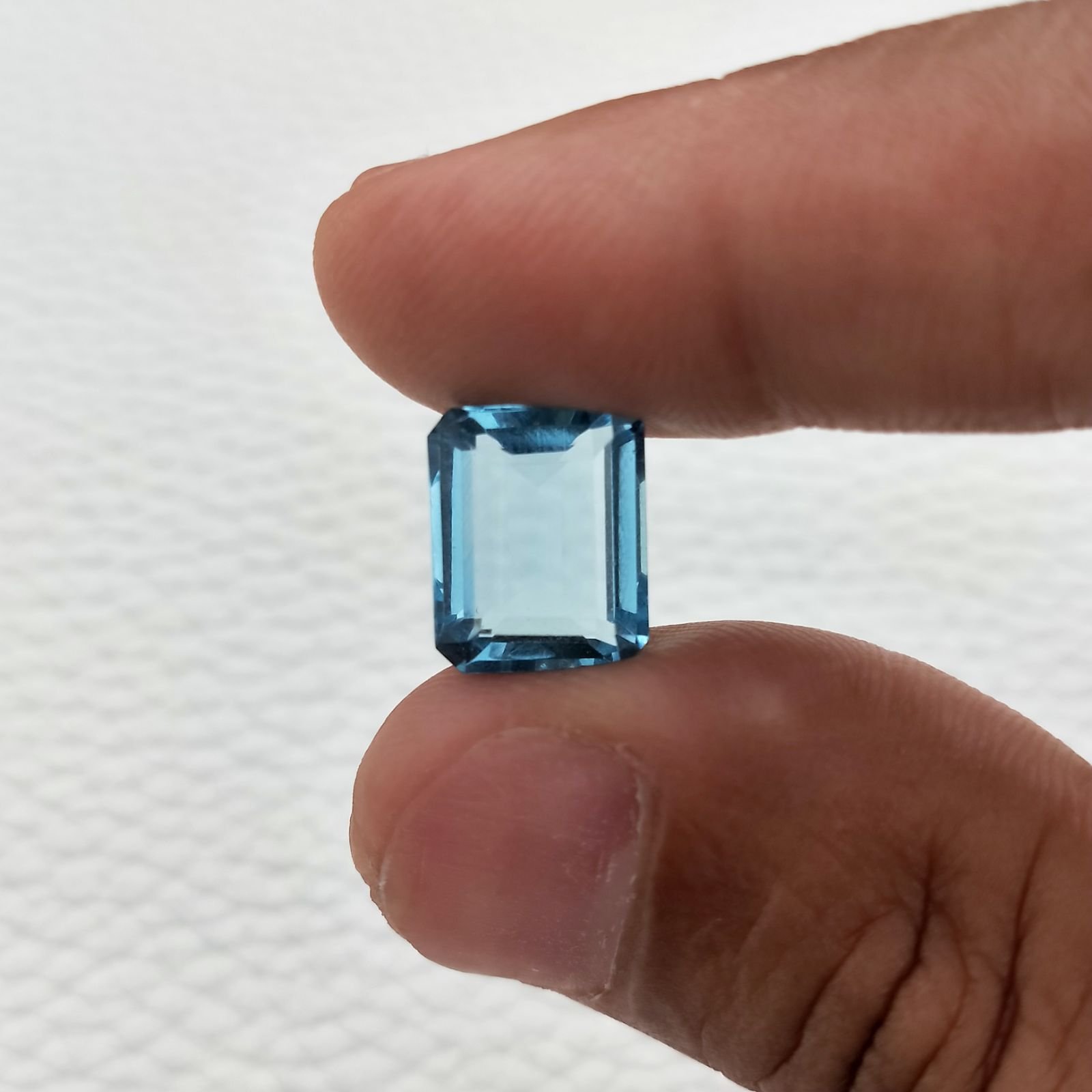 Acquamarina Idrotermale Taglio Taglio Smeraldo Ottagono Sfaccettata a Mano Gemma Sciolta 12X10X5-6mm 5,50 Carati 1pz
