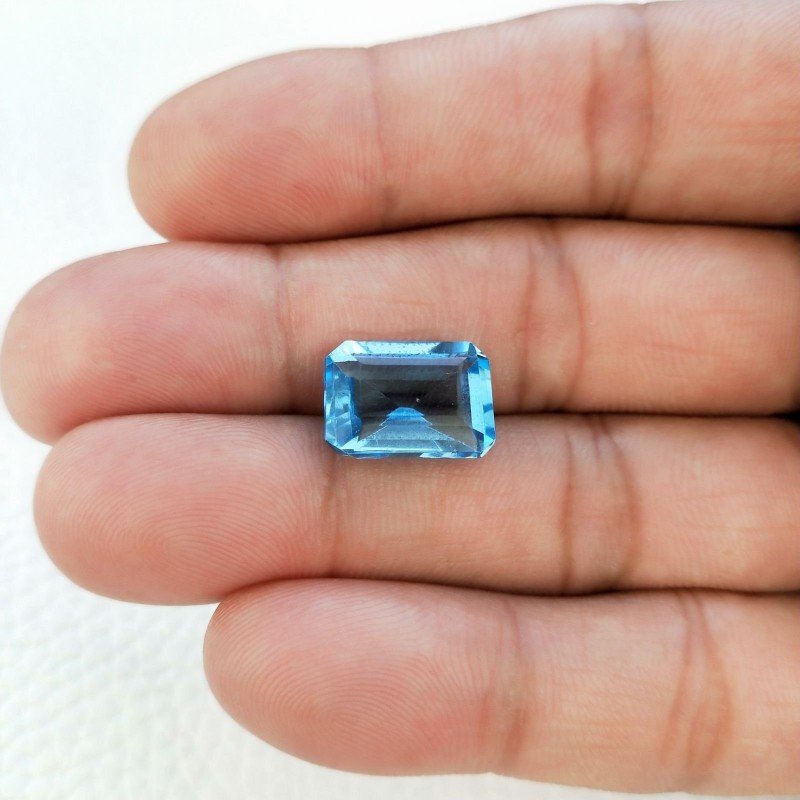 Acquamarina Idrotermale Taglio Taglio Smeraldo Ottagono Sfaccettata a Mano Gemma Sciolta 14X10X5-6mm 9,25 Carati 1pz