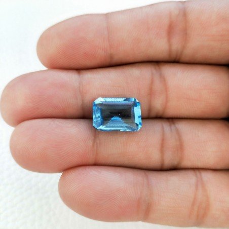 Acquamarina Idrotermale Taglio Taglio Smeraldo Ottagono Sfaccettata a Mano Gemma Sciolta 14X10X5-6mm 9,25 Carati 1pz