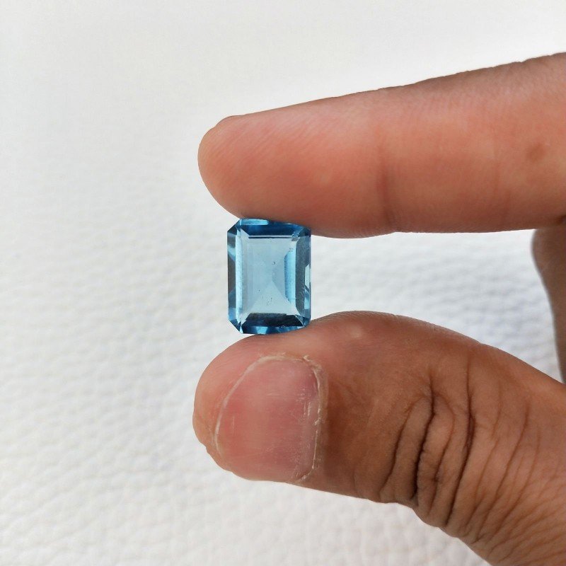 Acquamarina Idrotermale Taglio Taglio Smeraldo Ottagono Sfaccettata a Mano Gemma Sciolta 14X10X5-6mm 9,25 Carati 1pz