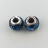 Perlina foro largo nero con puntini blu 13.5x8.5mm 1pz