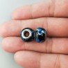 Perlina foro largo nero con puntini blu 13.5x8.5mm 1pz