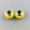 Perlina foro largo giallo flurocent con disegno bianco su di esso 13.5x8.5mm 1pz