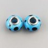 Perlina foro largo ciano con punte nere 13.5x8.5mm 1pz