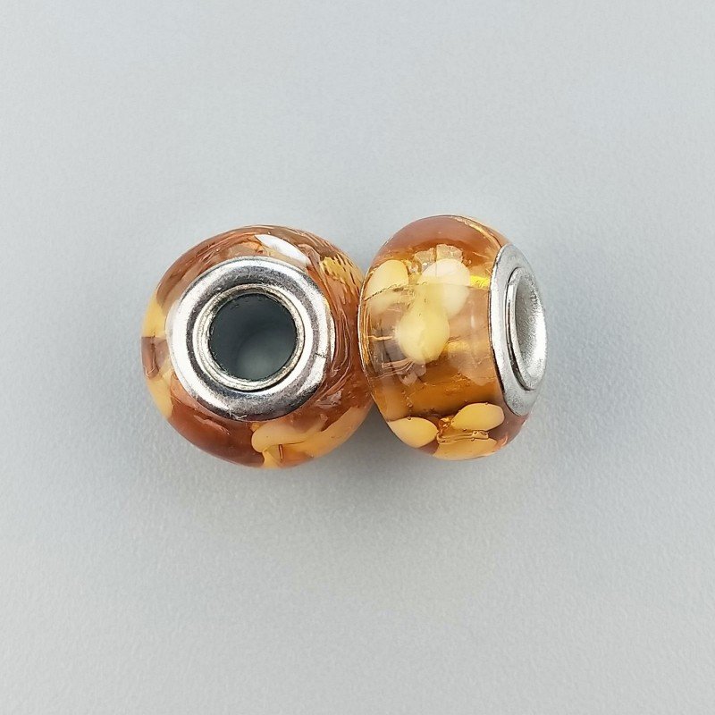 Perlina foro largo dorato con macchie bionde 13.5x8.5mm 1pz