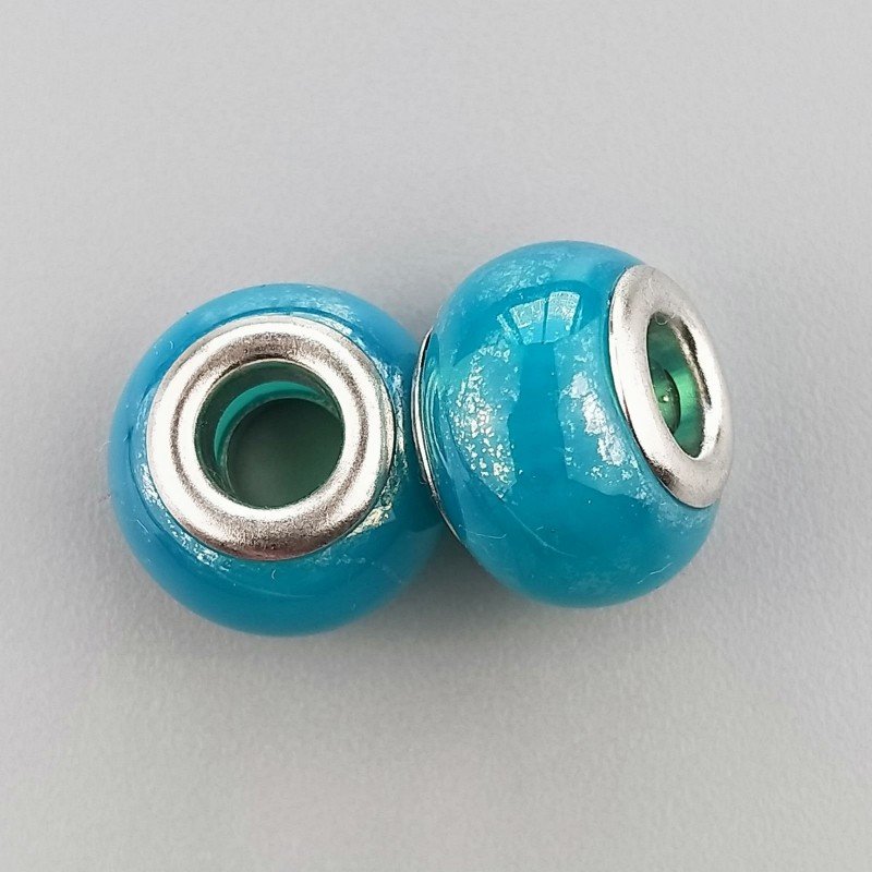 Perlina foro largo blu oceano lucido 13.5x8.5mm 1pz
