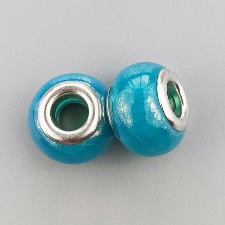 Perlina foro largo blu oceano lucido 13.5x8.5mm 1pz