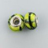 Perlina foro largo verde kelly con linee nere 13.5x8.5mm 1pz