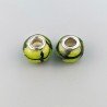 Perlina foro largo verde kelly con linee nere 13.5x8.5mm 1pz