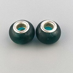 Perlina foro largo pietra verde bottiglia satinato 13.5x8.5mm 1pz