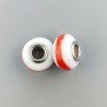 Perlina foro largo bianca con fascia rossa 13.5x8.5mm 1pz
