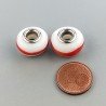 Perlina foro largo bianca con fascia rossa 13.5x8.5mm 1pz