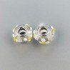 Perlina foro largo trasparente con puntini bianchi e gialli 13.8x5.8mm 1pz
