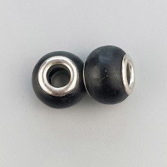 Perlina foro largo nera satinato13.5x8.5mm 1pz