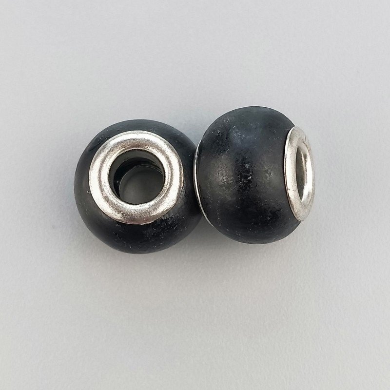 Perlina foro largo nera satinato13.5x8.5mm 1pz