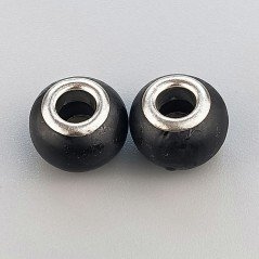Perlina foro largo nera satinato13.5x8.5mm 1pz