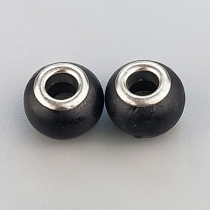 Perlina foro largo nera satinato13.5x8.5mm 1pz