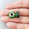 Perlina foro largo verde con disegno foglia nera 13.5x8.5mm 1pz