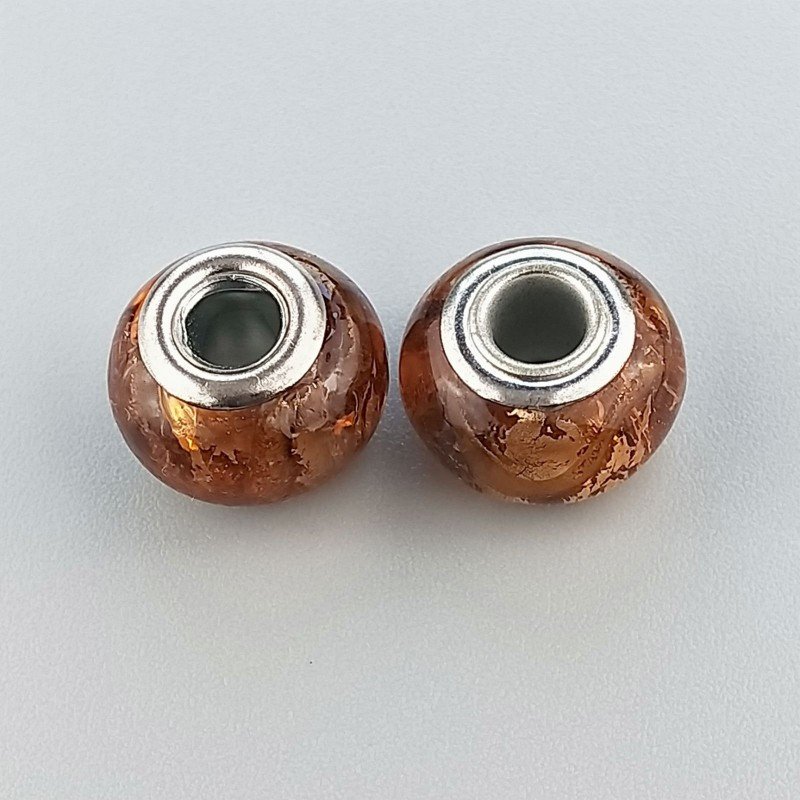 Perlina foro largo di metallo color ottone 13.5x8.5mm 1pz