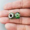Perlina foro largo disegno della curva dorata verde trasparente 13.5x8.5mm 1pz
