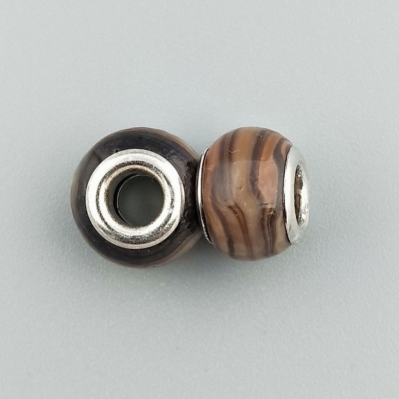 Perlina foro largo sfumature di marrone 13.5x8.5mm 1pz