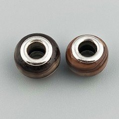 Perlina foro largo sfumature di marrone 13.5x8.5mm 1pz