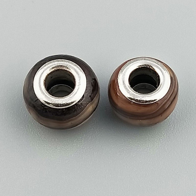 Perlina foro largo sfumature di marrone 13.5x8.5mm 1pz