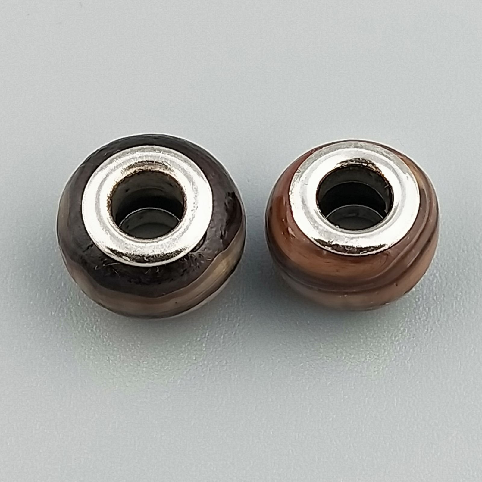 Perlina foro largo sfumature di marrone 13.5x8.5mm 1pz
