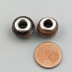 Perlina foro largo sfumature di marrone 13.5x8.5mm 1pz