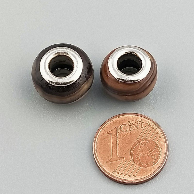 Perlina foro largo sfumature di marrone 13.5x8.5mm 1pz
