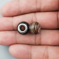 Perlina foro largo sfumature di marrone 13.5x8.5mm 1pz
