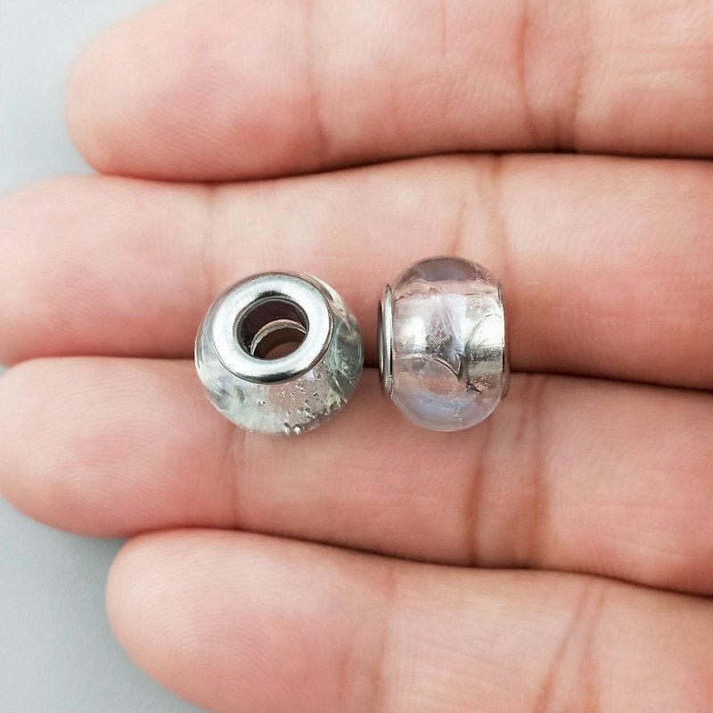 Perlina foro largo pietra trasparente 13.5x8.5mm 1pz