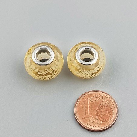 Perlina foro largo pietra trasparente gialla 13.5x8.5mm 1pz