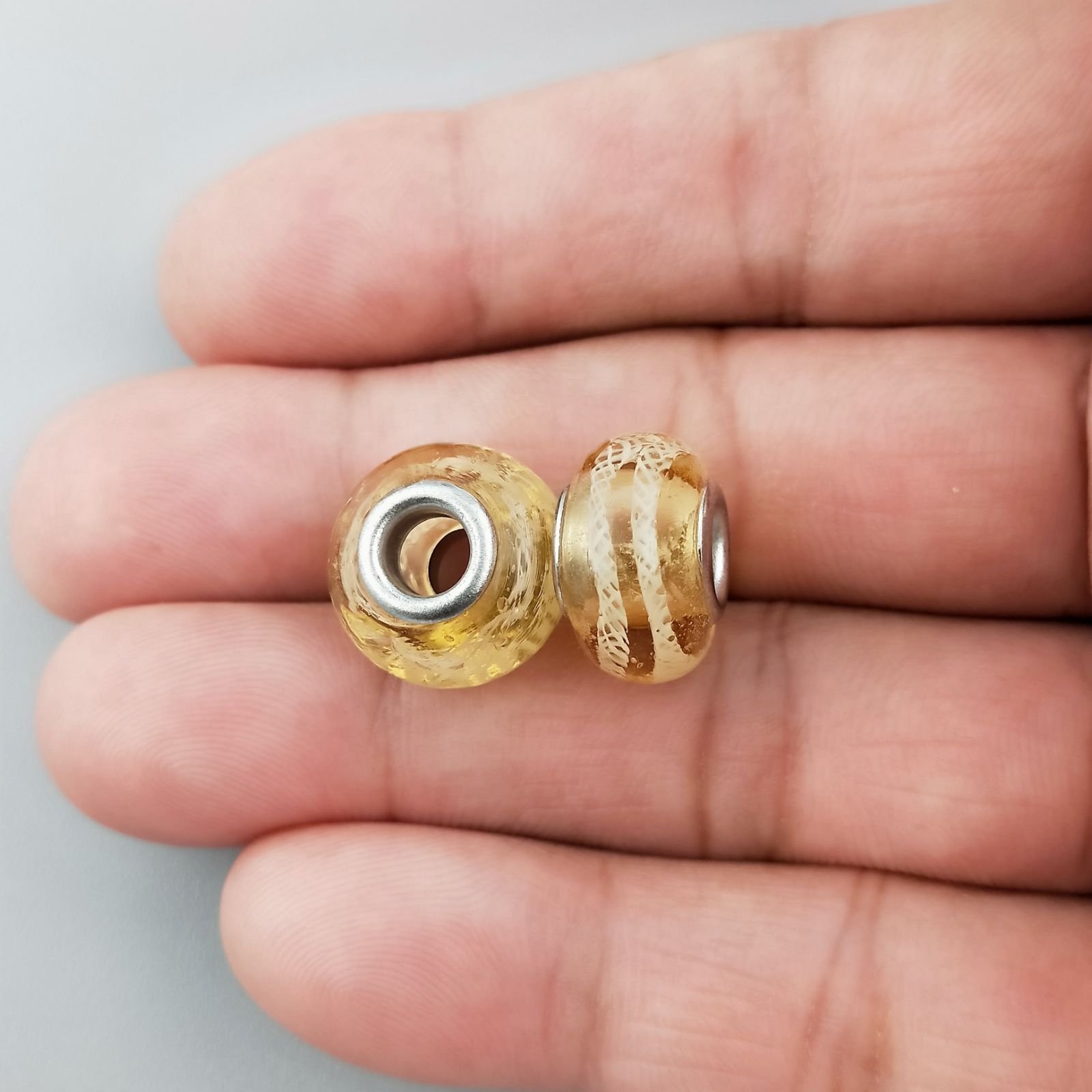 Perlina foro largo pietra trasparente gialla 13.5x8.5mm 1pz