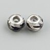 Perlina foro largo arte in bianco e nero su pietra trasparente 13.5x8.5mm 1pz