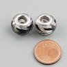 Perlina foro largo arte in bianco e nero su pietra trasparente 13.5x8.5mm 1pz