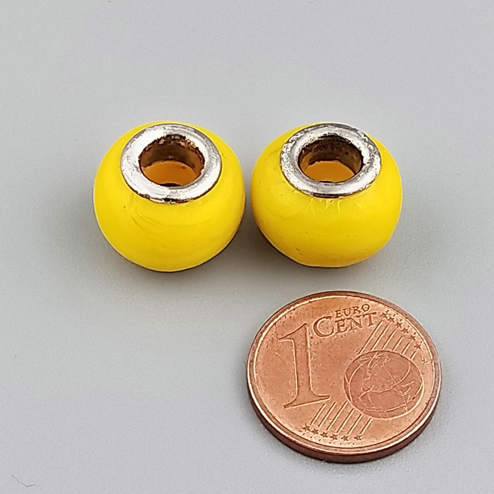 Perlina foro largo pietra gialla 13.5x8.5mm 1pz