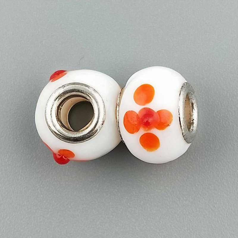 Perlina foro largo fiori d'arancio su pietra bianca 13.5x8.5mm 1pz