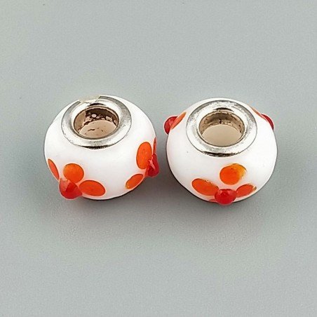 Perlina foro largo fiori d'arancio su pietra bianca 13.5x8.5mm 1pz
