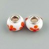 Perlina foro largo fiori d'arancio su pietra bianca 13.5x8.5mm 1pz