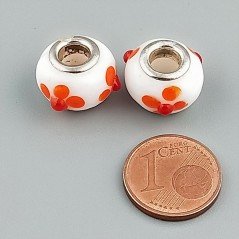 Perlina foro largo fiori d'arancio su pietra bianca 13.5x8.5mm 1pz