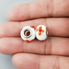 Perlina foro largo fiori d'arancio su pietra bianca 13.5x8.5mm 1pz