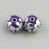 Perlina foro largo grande viola con cerchi d'argento su di esso 13.5x8.5mm 1pz